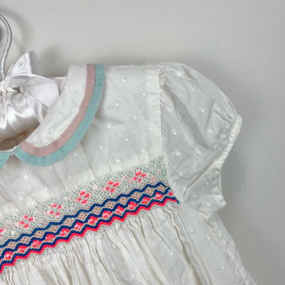 Mini Boden Smocked White Eyelet Dress 3-4 - Picture 2 of 7
